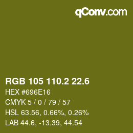 カラーコード: RGB 105 110.2 22.6 | qconv.com