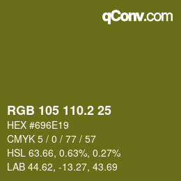 カラーコード: RGB 105 110.2 25 | qconv.com