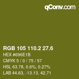 カラーコード: RGB 105 110.2 27.6 | qconv.com
