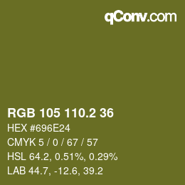 カラーコード: RGB 105 110.2 36 | qconv.com