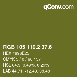 カラーコード: RGB 105 110.2 37.6 | qconv.com
