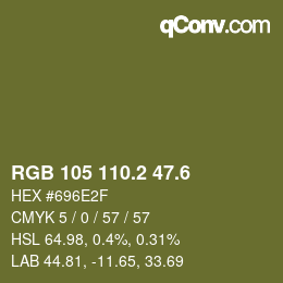 カラーコード: RGB 105 110.2 47.6 | qconv.com