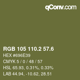 カラーコード: RGB 105 110.2 57.6 | qconv.com
