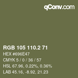 カラーコード: RGB 105 110.2 71 | qconv.com