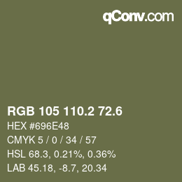 カラーコード: RGB 105 110.2 72.6 | qconv.com
