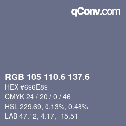 カラーコード: RGB 105 110.6 137.6 | qconv.com