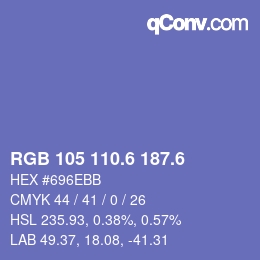 カラーコード: RGB 105 110.6 187.6 | qconv.com