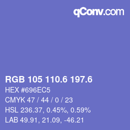 カラーコード: RGB 105 110.6 197.6 | qconv.com