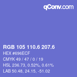 カラーコード: RGB 105 110.6 207.6 | qconv.com