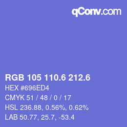 カラーコード: RGB 105 110.6 212.6 | qconv.com