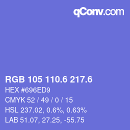 カラーコード: RGB 105 110.6 217.6 | qconv.com