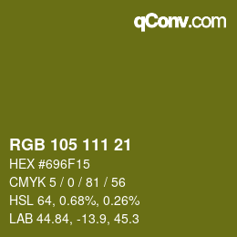 Farbcode: RGB 105 111 21 | qconv.com