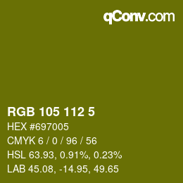 Color code: RGB 105 112 5 | qconv.com