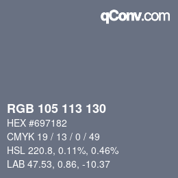 Código de color: RGB 105 113 130 | qconv.com