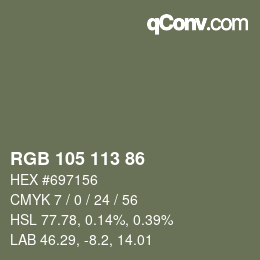 颜色代码: RGB 105 113 86 | qconv.com