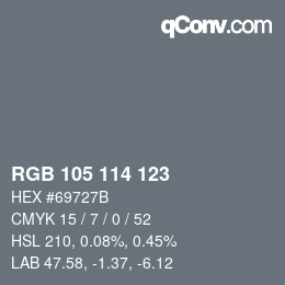 Code couleur: RGB 105 114 123 | qconv.com