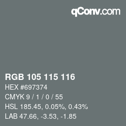 Farbcode: RGB 105 115 116 | qconv.com