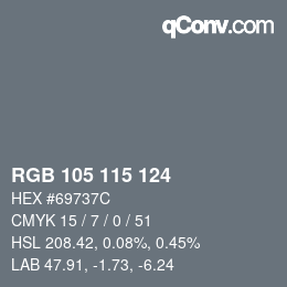 カラーコード: RGB 105 115 124 | qconv.com