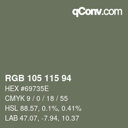 Code couleur: RGB 105 115 94 | qconv.com