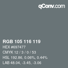 颜色代码: RGB 105 116 119 | qconv.com