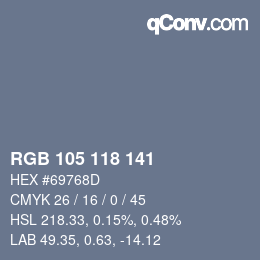 Color code: RGB 105 118 141 | qconv.com