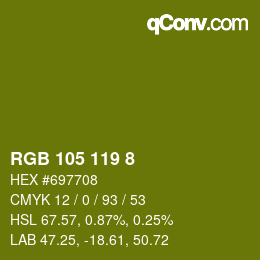 カラーコード: RGB 105 119 8 | qconv.com