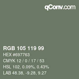 Color code: RGB 105 119 99 | qconv.com