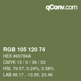 颜色代码: RGB 105 120 74 | qconv.com