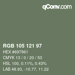 Code couleur: RGB 105 121 97 | qconv.com