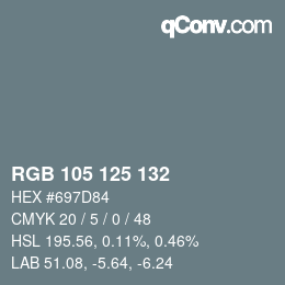 カラーコード: RGB 105 125 132 | qconv.com
