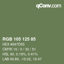 Farbcode: RGB 105 125 85 | qconv.com