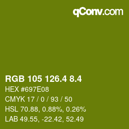 カラーコード: RGB 105 126.4 8.4 | qconv.com