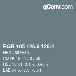 カラーコード: RGB 105 126.8 128.4 | qconv.com