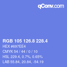 カラーコード: RGB 105 126.8 228.4 | qconv.com