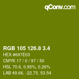 カラーコード: RGB 105 126.8 3.4 | qconv.com
