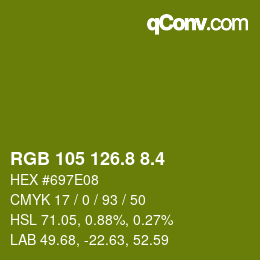 カラーコード: RGB 105 126.8 8.4 | qconv.com