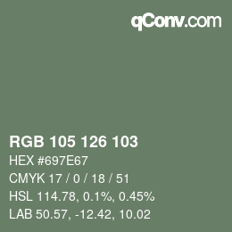 Color code: RGB 105 126 103 | qconv.com