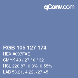 Color code: RGB 105 127 174 | qconv.com