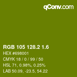 カラーコード: RGB 105 128.2 1.6 | qconv.com