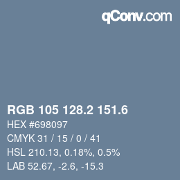 カラーコード: RGB 105 128.2 151.6 | qconv.com