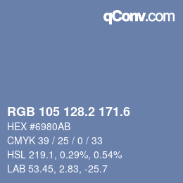 カラーコード: RGB 105 128.2 171.6 | qconv.com
