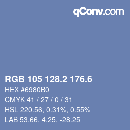 カラーコード: RGB 105 128.2 176.6 | qconv.com
