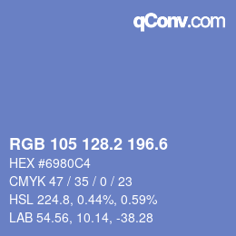 カラーコード: RGB 105 128.2 196.6 | qconv.com