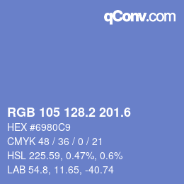 カラーコード: RGB 105 128.2 201.6 | qconv.com