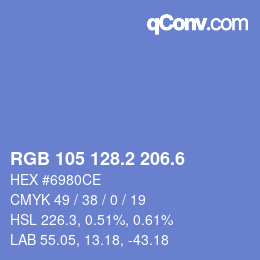 カラーコード: RGB 105 128.2 206.6 | qconv.com