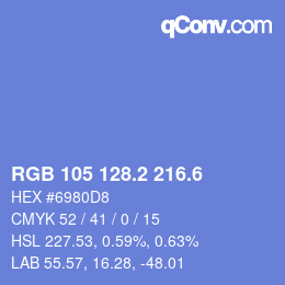 カラーコード: RGB 105 128.2 216.6 | qconv.com
