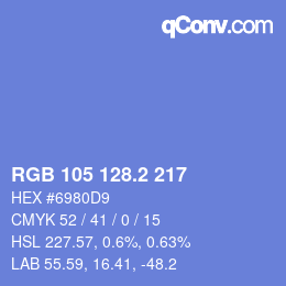 カラーコード: RGB 105 128.2 217 | qconv.com