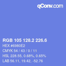 カラーコード: RGB 105 128.2 226.6 | qconv.com