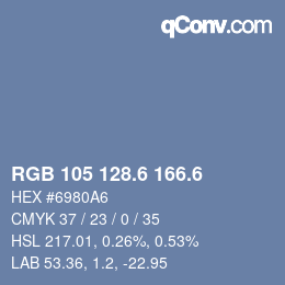 カラーコード: RGB 105 128.6 166.6 | qconv.com