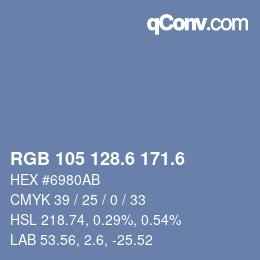 カラーコード: RGB 105 128.6 171.6 | qconv.com